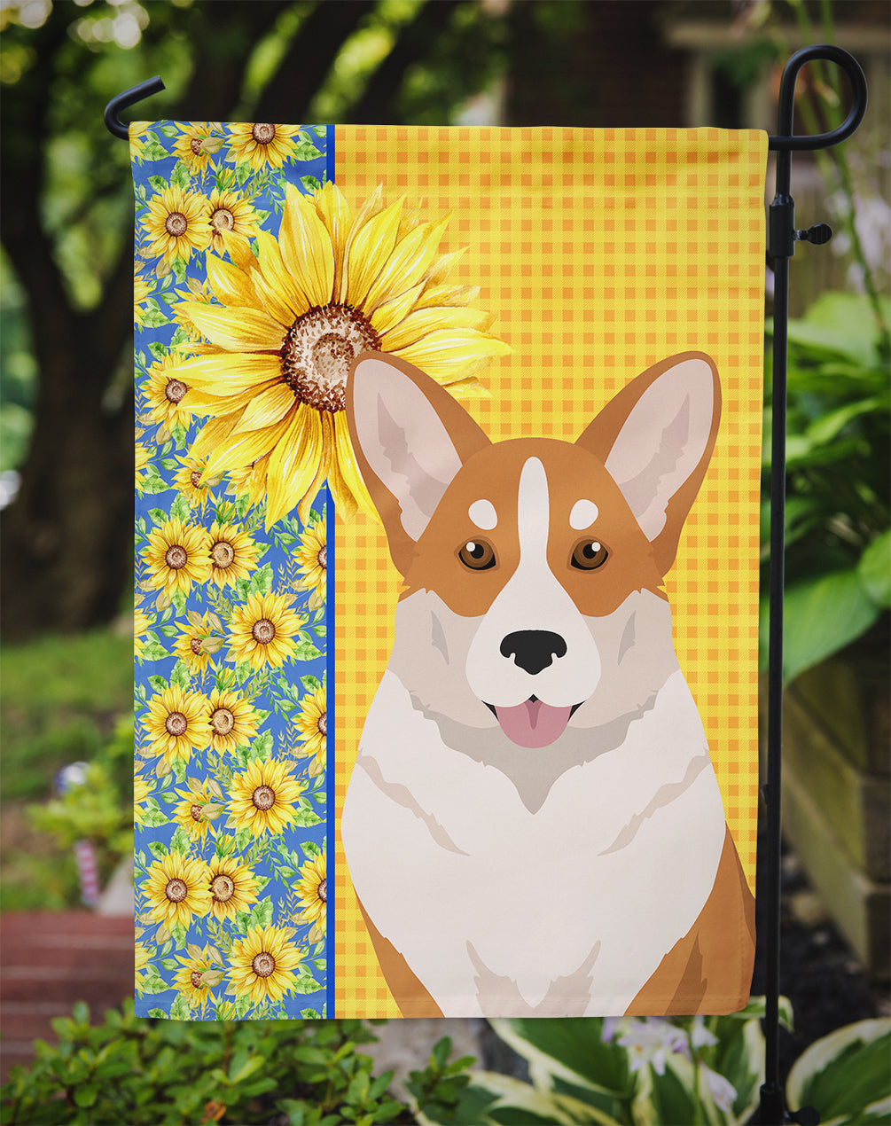 Summer Sunflowers Red Cardigan Corgi Garden Flag