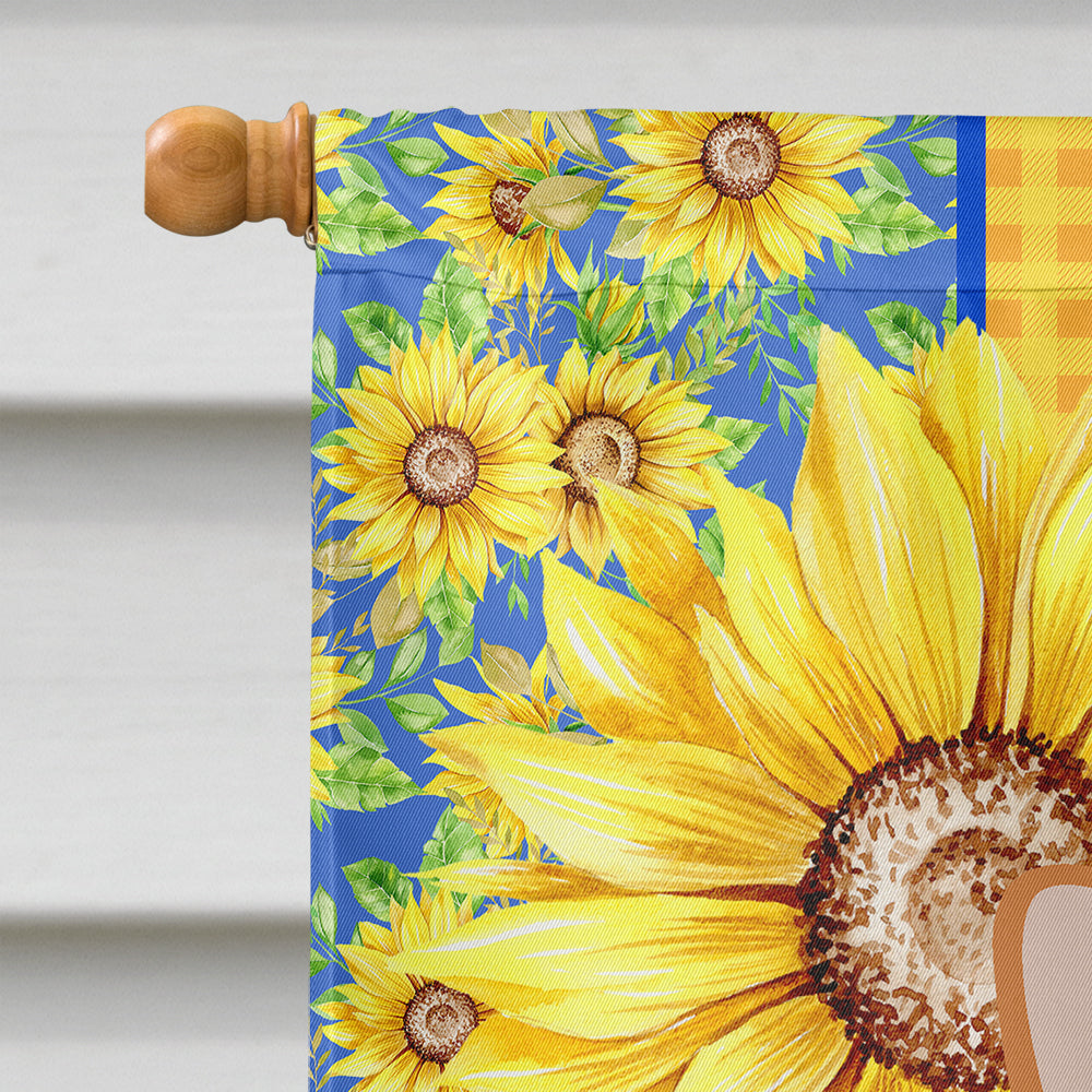 Summer Sunflowers Red Pembroke Corgi House Flag