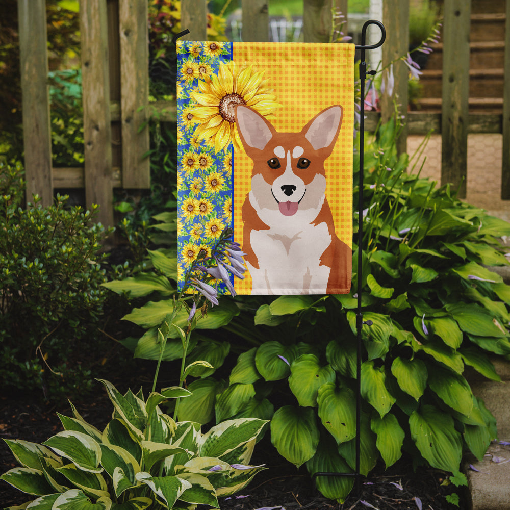 Summer Sunflowers Red Pembroke Corgi Garden Flag