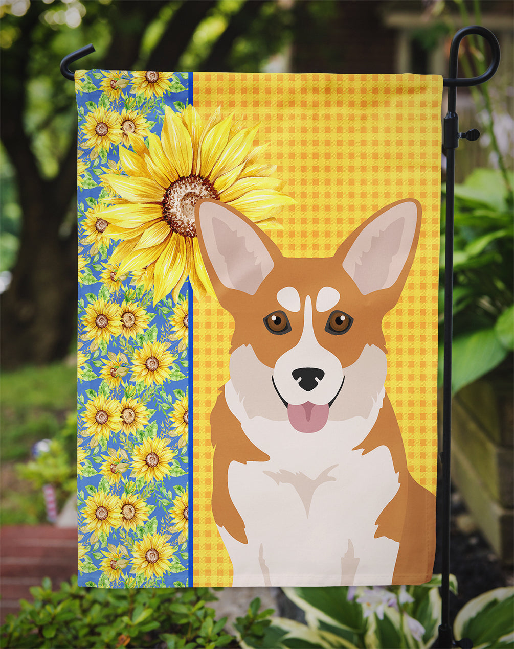 Summer Sunflowers Red Pembroke Corgi Garden Flag