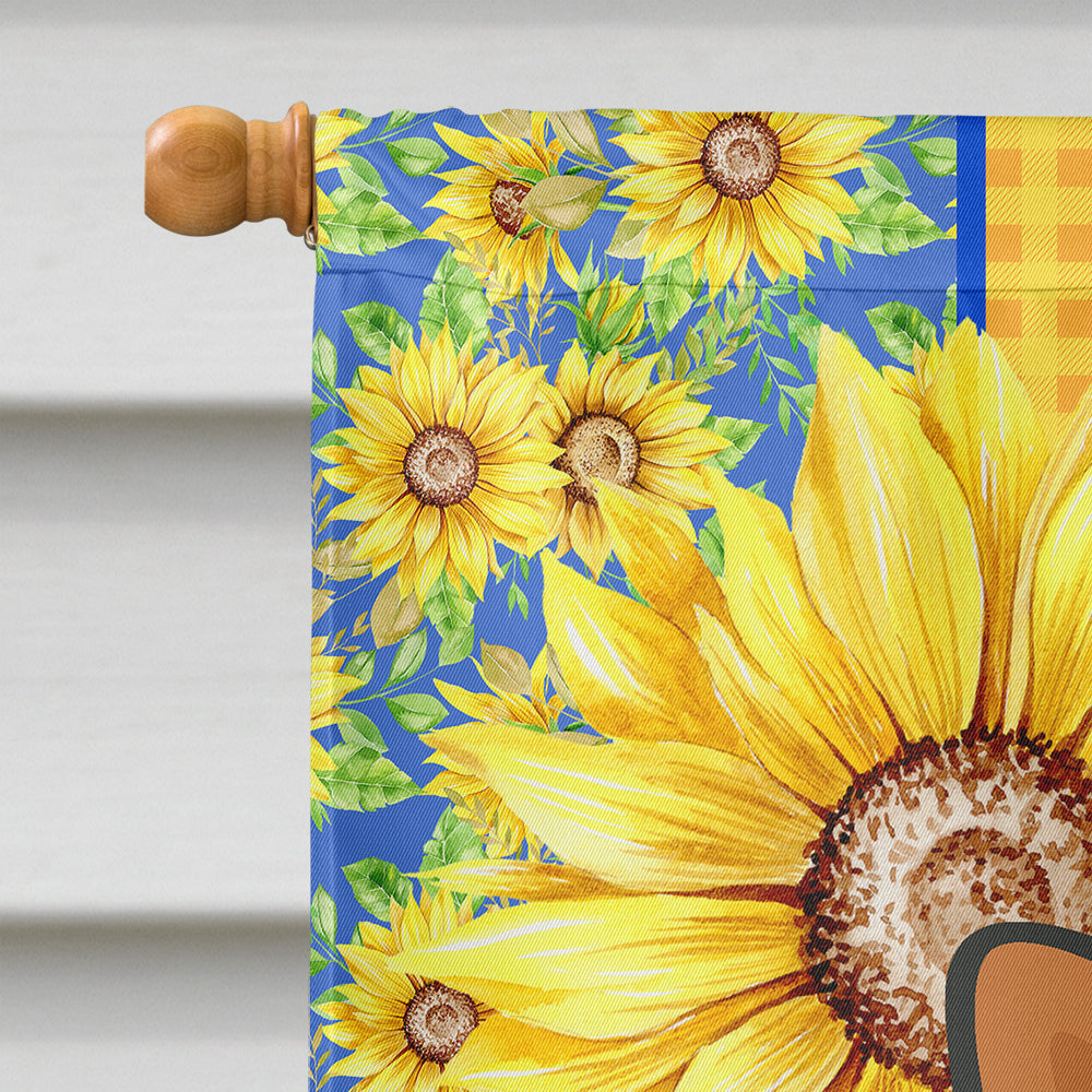 Summer Sunflowers Sable Pembroke Corgi House Flag