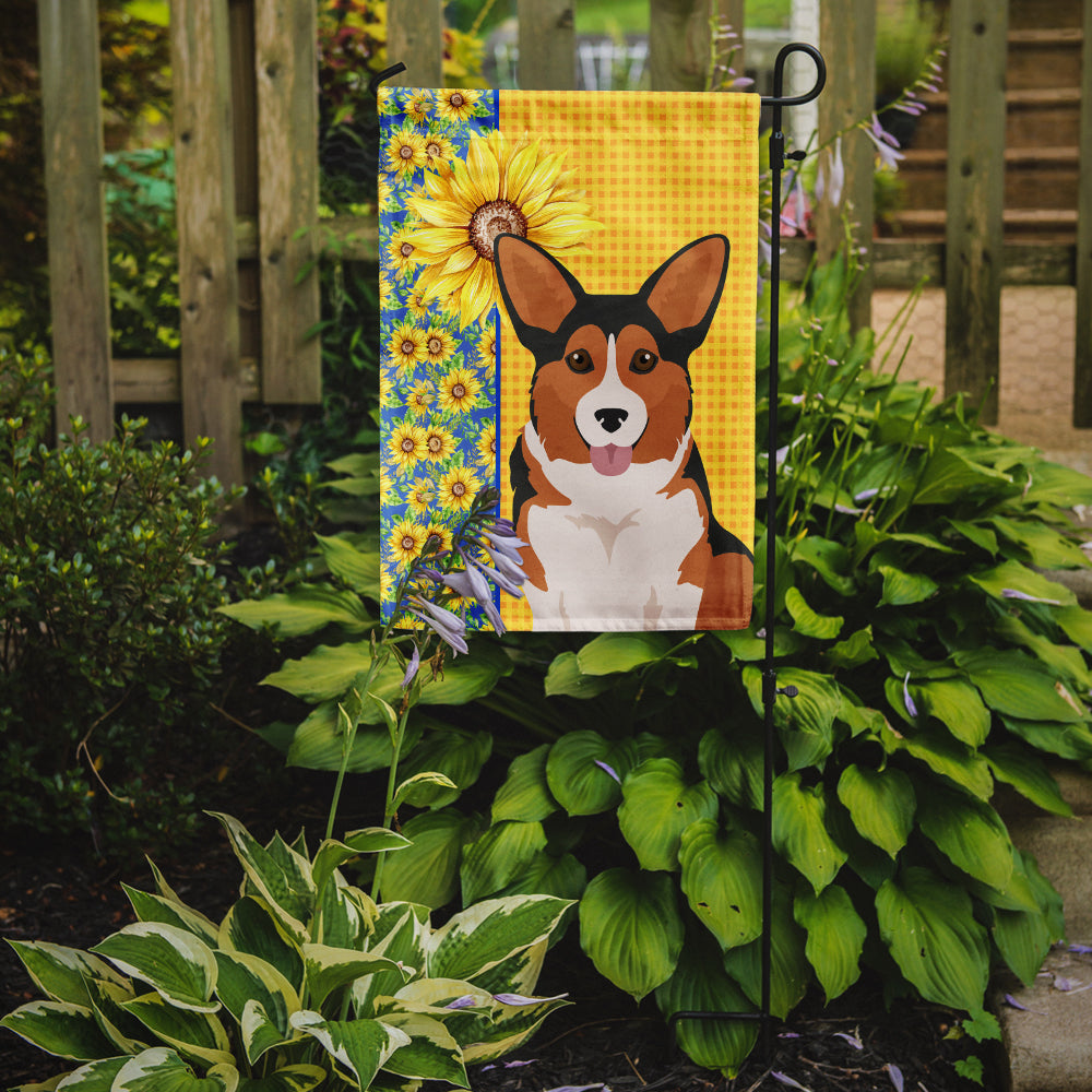 Summer Sunflowers Sable Pembroke Corgi Garden Flag