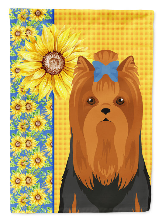 Buy this Summer Sunflowers Black and Tan Full Coat Yorkshire Terrier House Flag