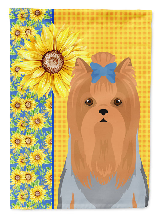 Buy this Summer Sunflowers Blue and Tan Full Coat Yorkshire Terrier House Flag