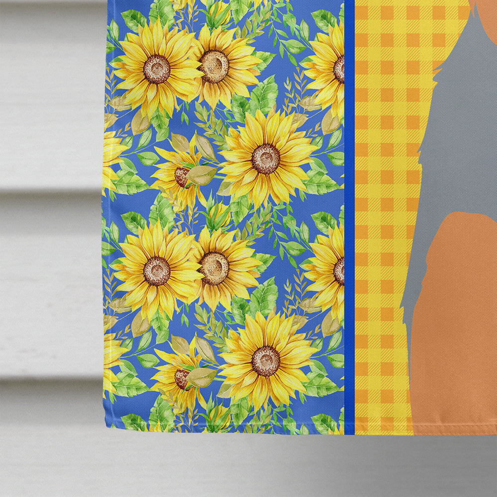 Summer Sunflowers Blue and Tan Puppy Cut Yorkshire Terrier House Flag