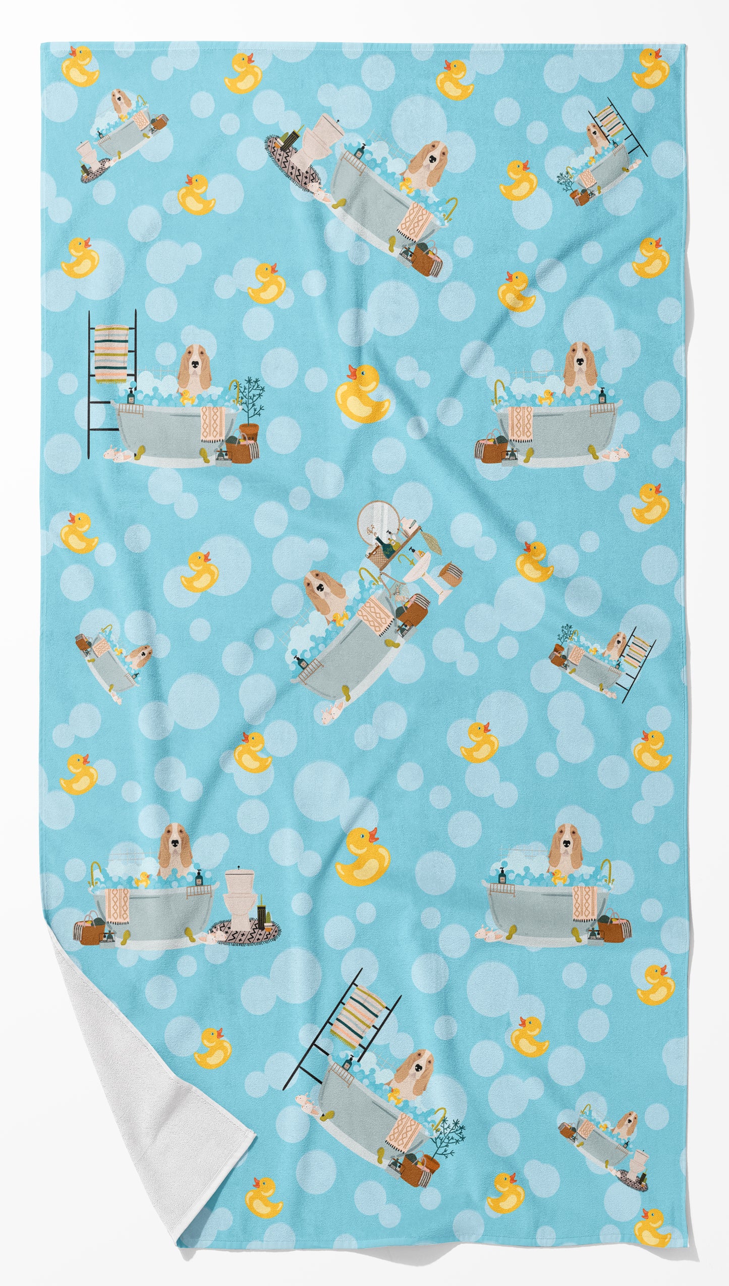 Buy this Lemon and White Tricolor Basset Hound Bath Towel Large