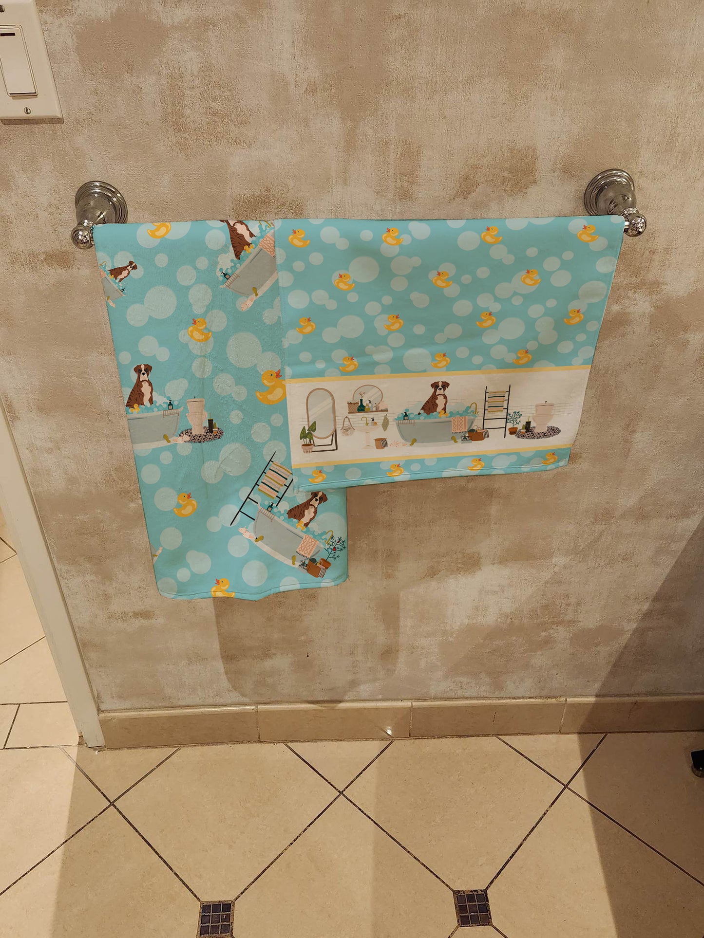 Natural Eared Red Brindle Boxer Bath Towel Large