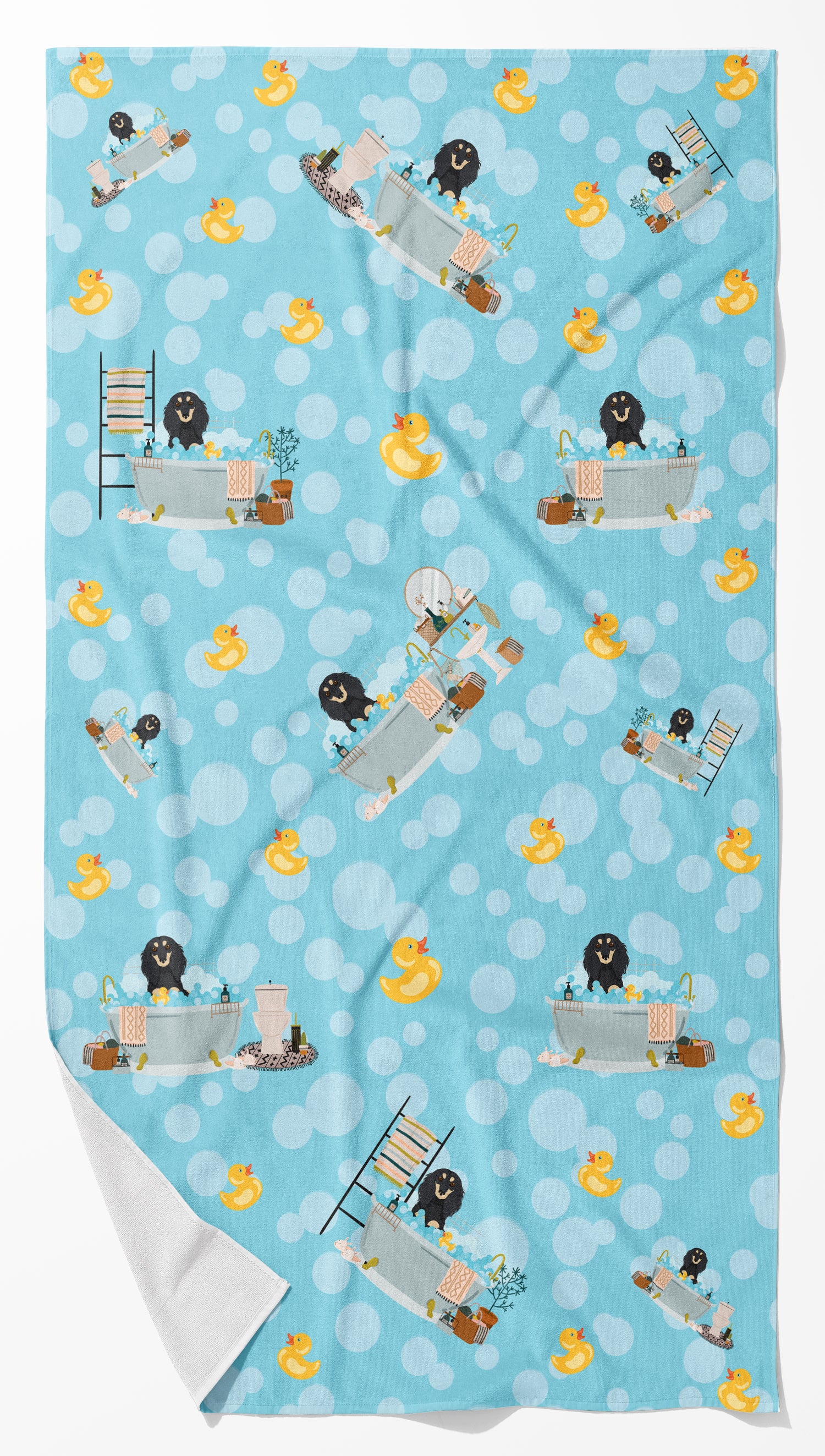 Buy this Longhair Black and Cream Dachshund Bath Towel Large