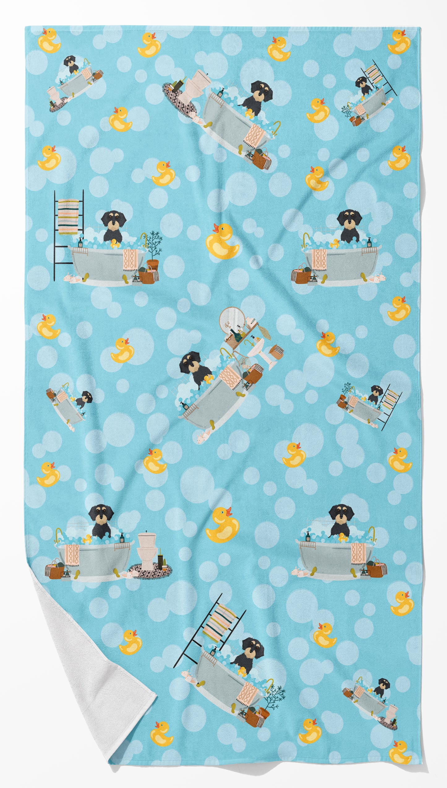 Buy this Wirehair Black and Cream Dachshund Bath Towel Large