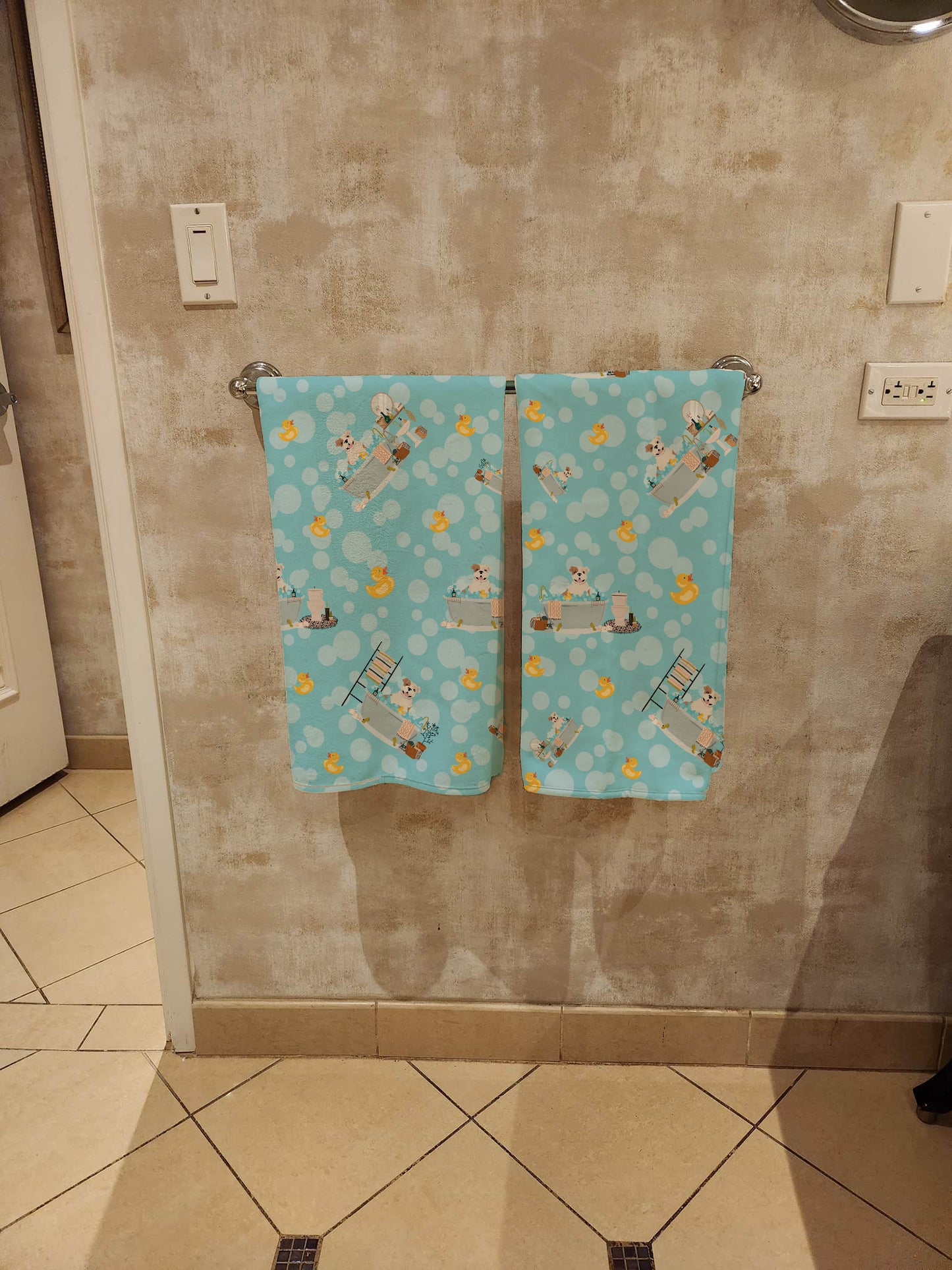 Piebald English Bulldog Bath Towel Large