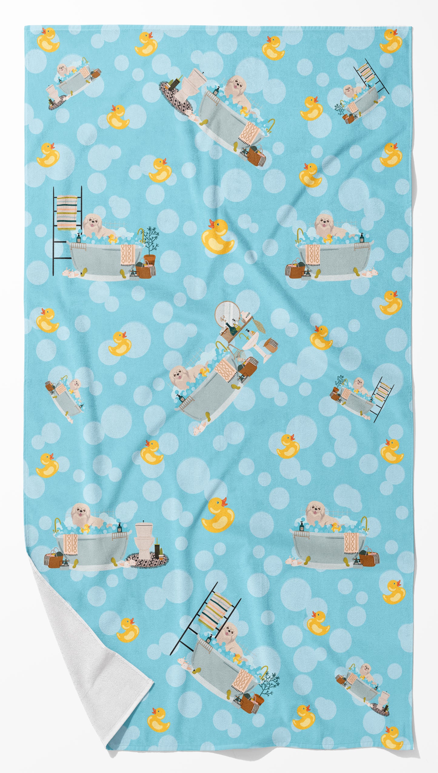 Buy this White Pekingese Bath Towel Large