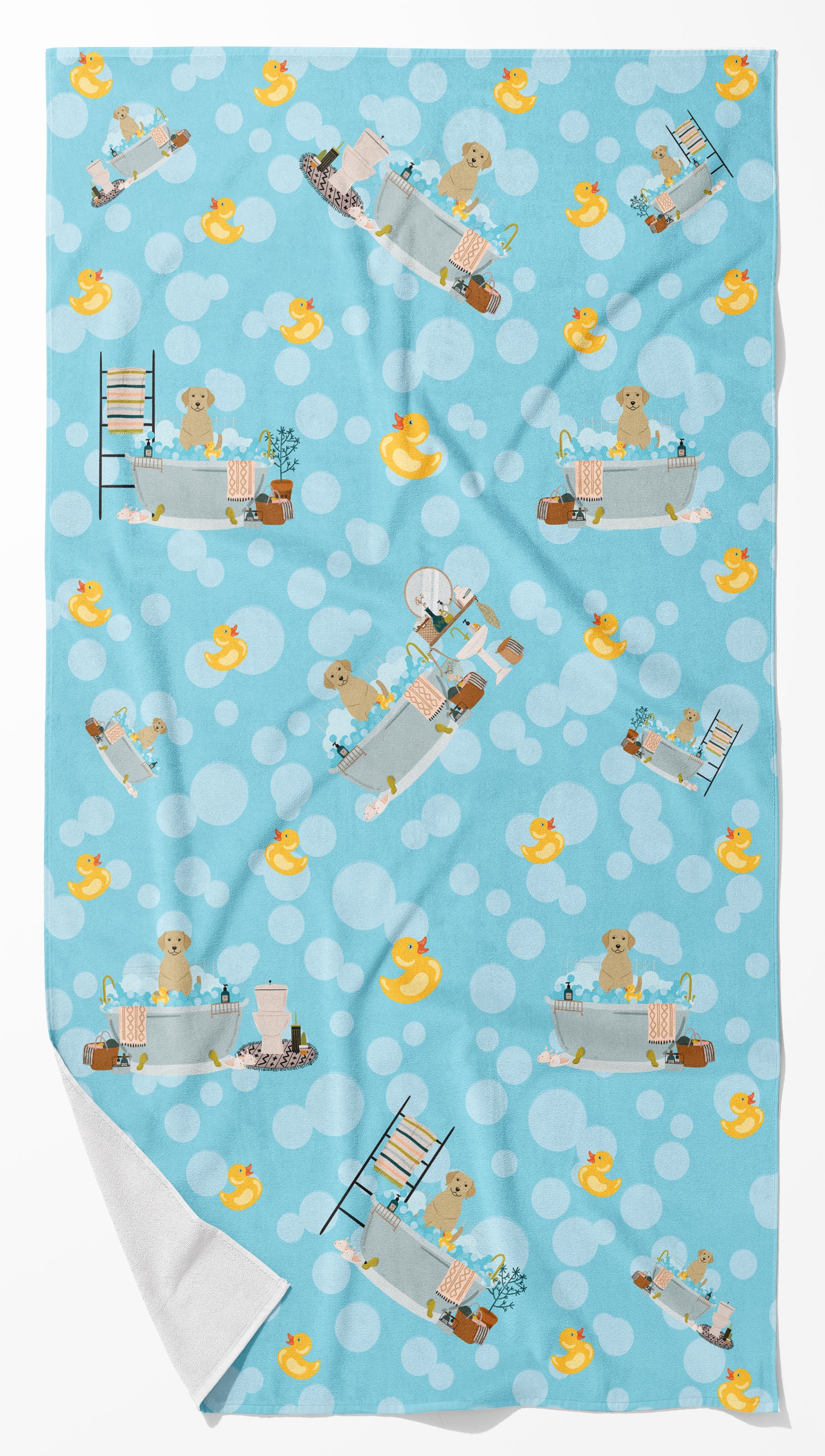 Buy this Yellow Labrador in Bathtub Bath Towel Large