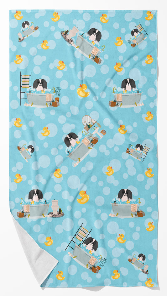 Buy this Black White Pekingese in Bathtub Bath Towel Large