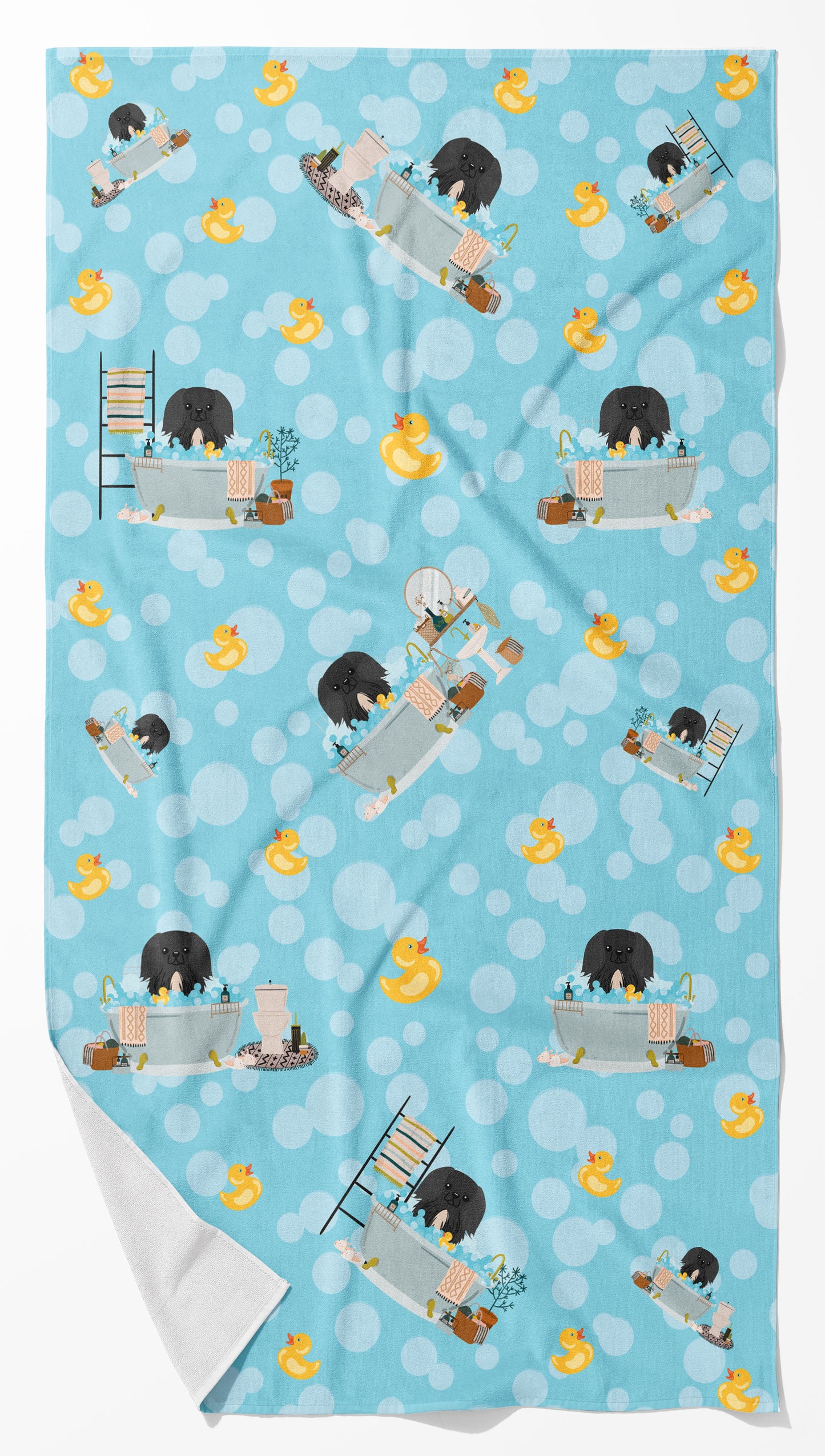 Buy this Black Pekingese in Bathtub Bath Towel Large