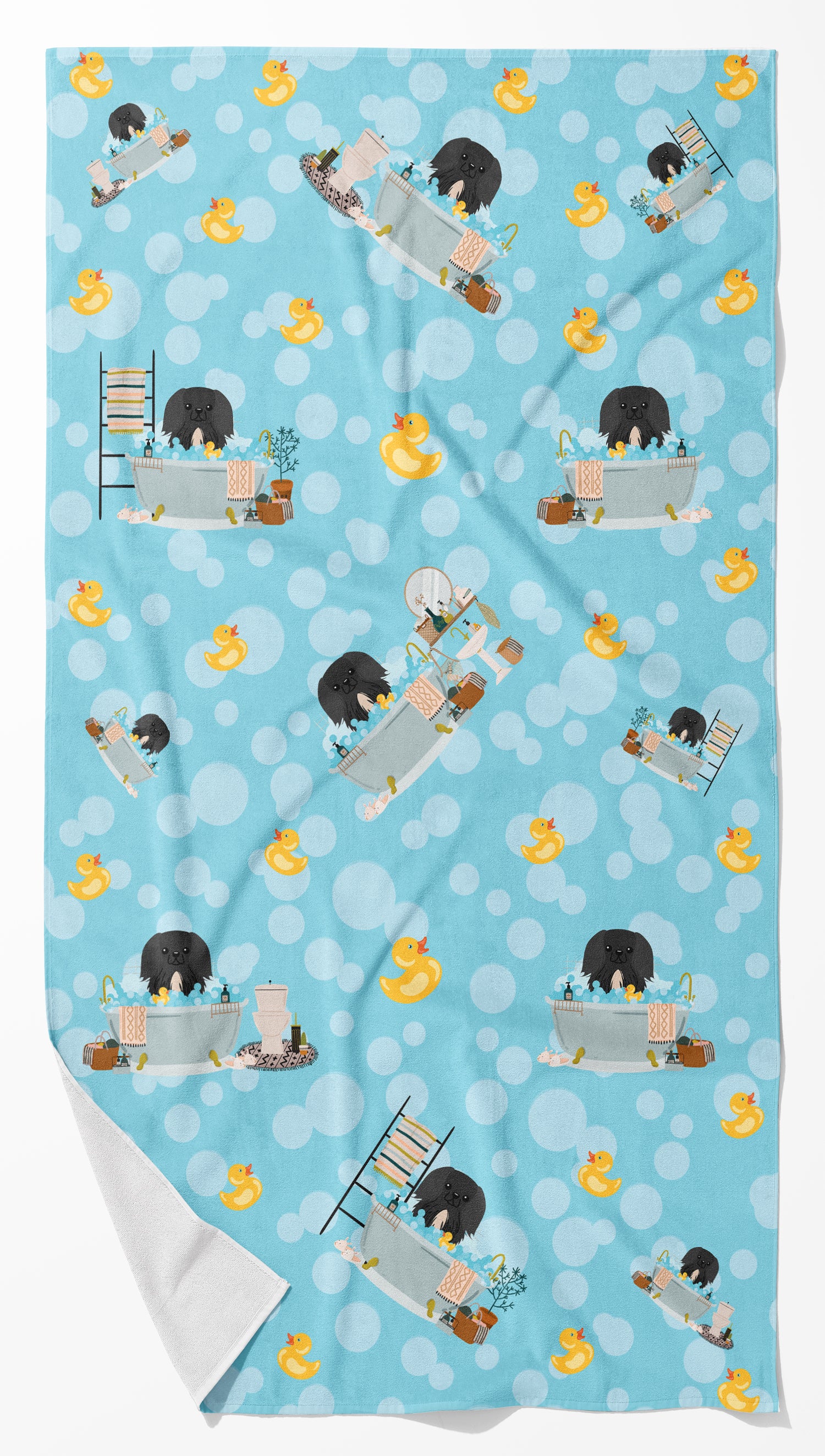 Buy this Black Pekingese in Bathtub Bath Towel Large