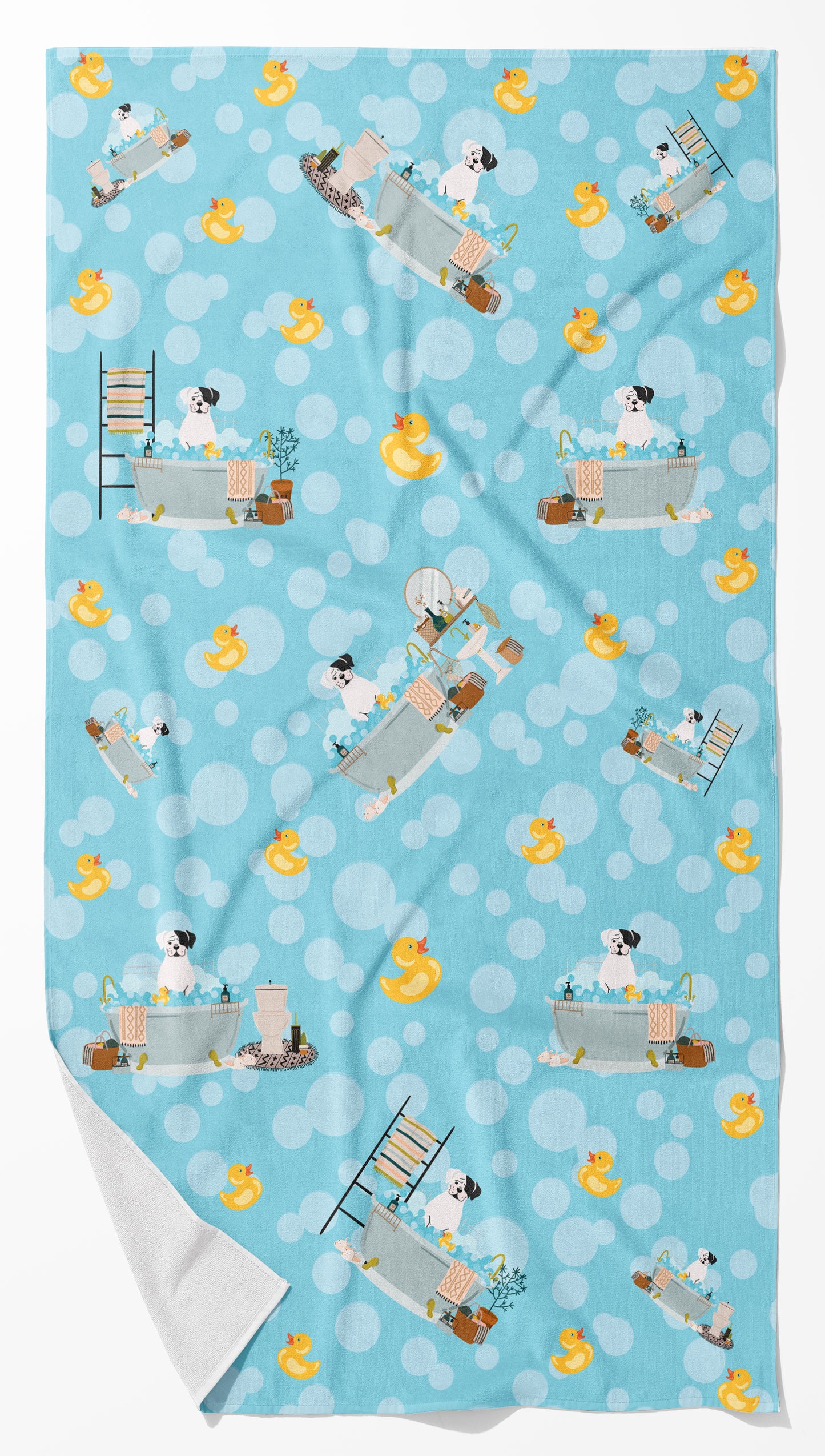 Buy this White Boxer in Bathtub Bath Towel Large