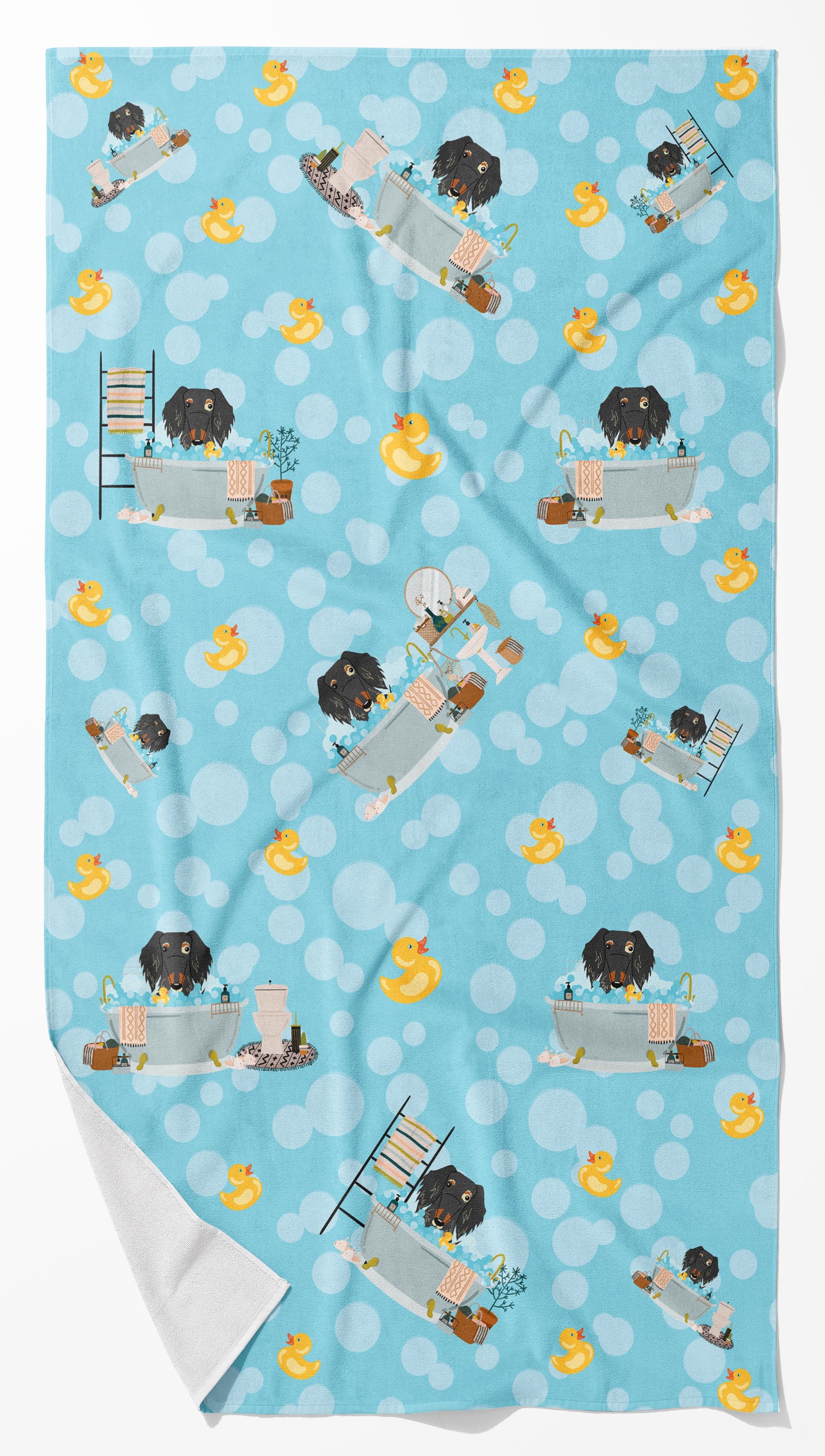 Buy this Dapple Wire Haired Dachshund in Bathtub Bath Towel Large