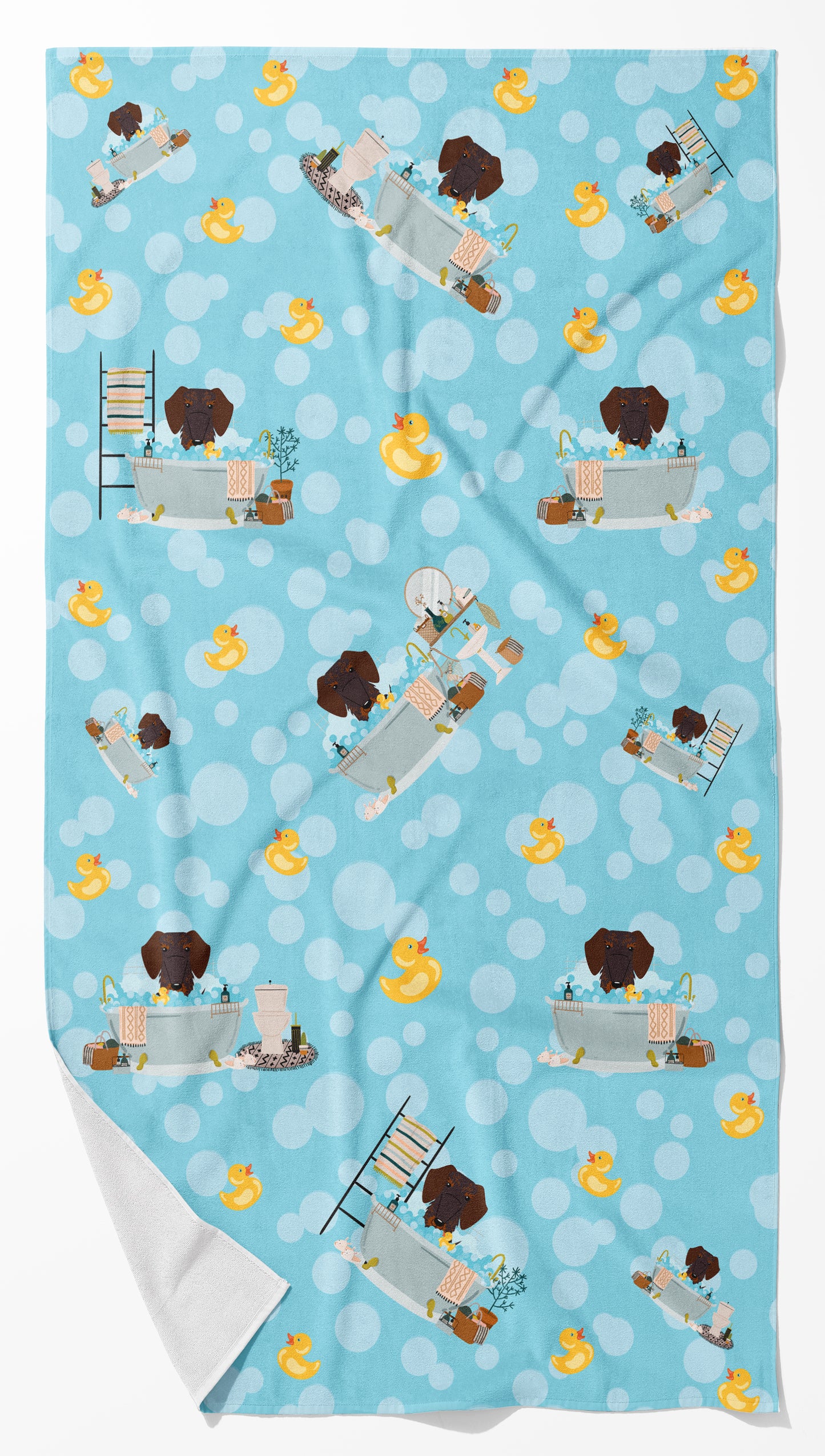 Buy this Chocolate Wire Haired Dachshund in Bathtub Bath Towel Large