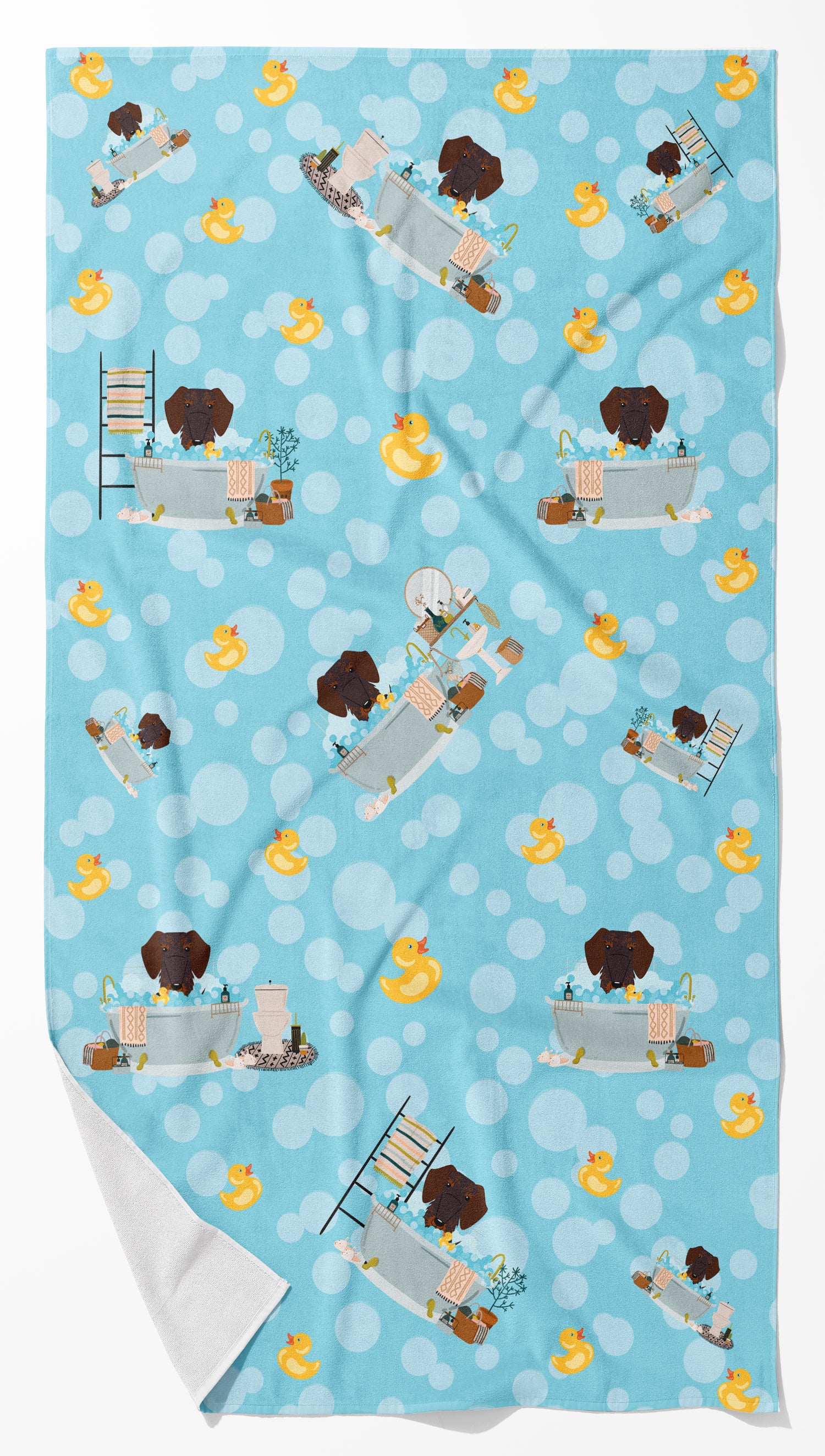 Buy this Chocolate Wire Haired Dachshund in Bathtub Bath Towel Large
