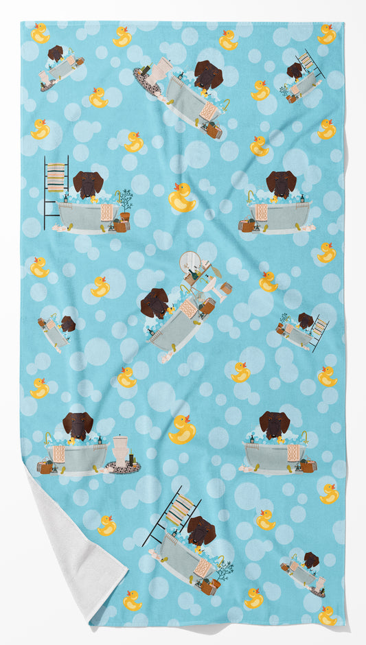 Buy this Chocolate Wire Haired Dachshund in Bathtub Bath Towel Large