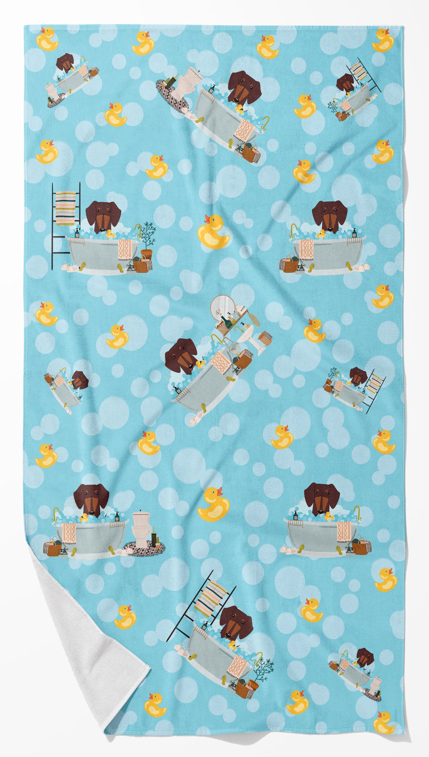 Buy this Chocolate Dachshund in Bathtub Bath Towel Large