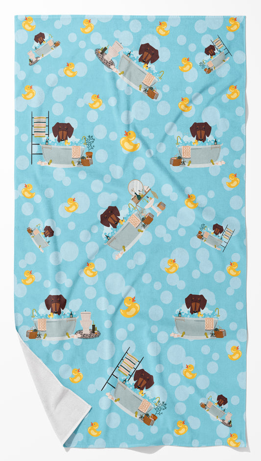 Buy this Chocolate Dachshund in Bathtub Bath Towel Large
