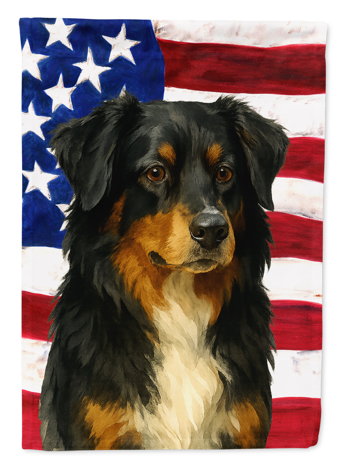Buy this Black Australian Shepherd American Flag Garden Flag