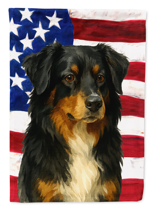 Buy this Black Australian Shepherd American Flag Garden Flag