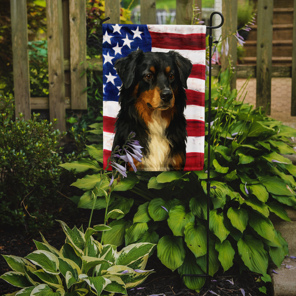 Black Australian Shepherd American Flag Garden Flag