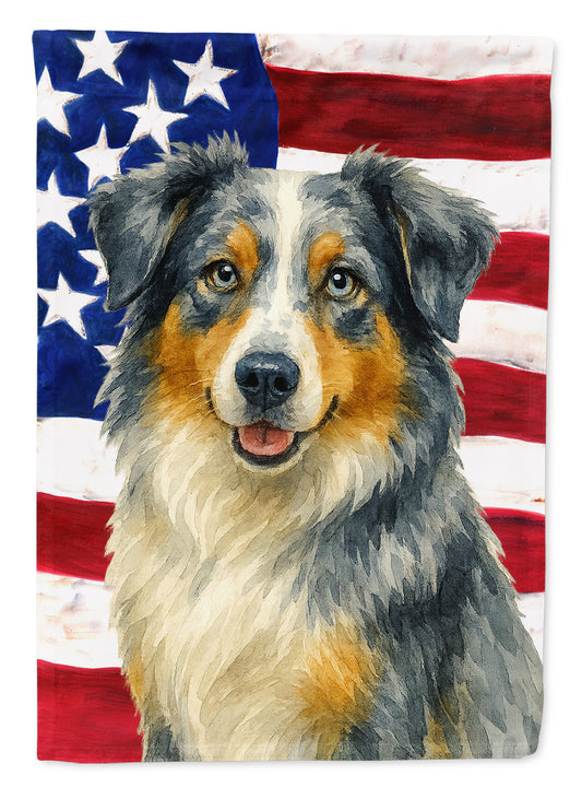 Buy this Blue Merle Australian Shepherd American Flag Garden Flag