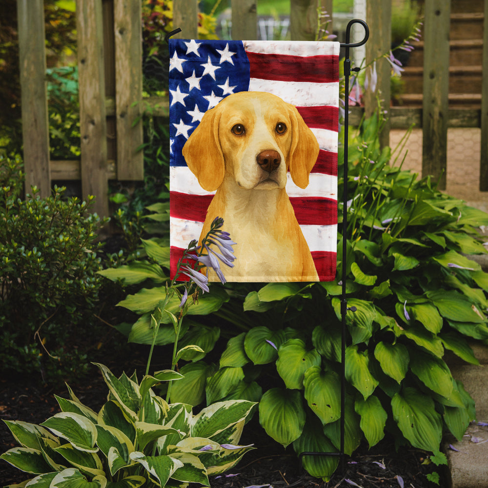 Lemon and White Beagle American Flag Garden Flag