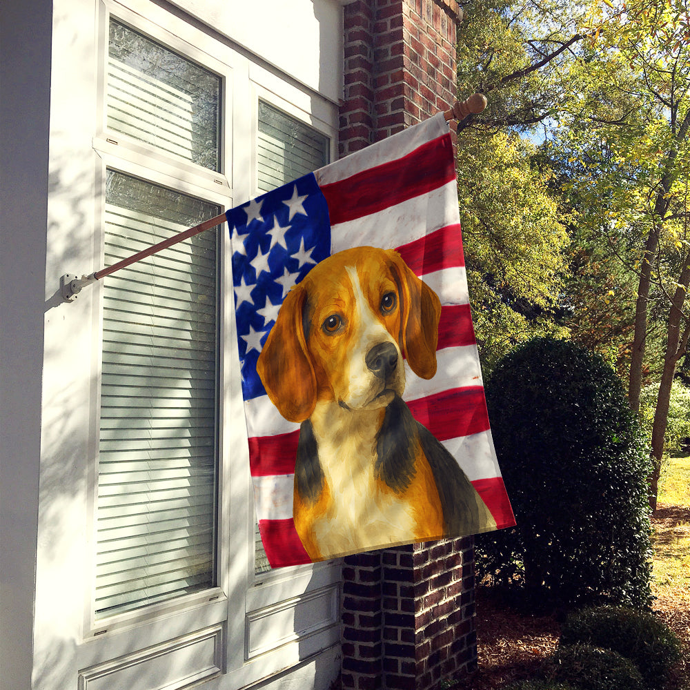 Tri-color Beagle American Flag House Flag