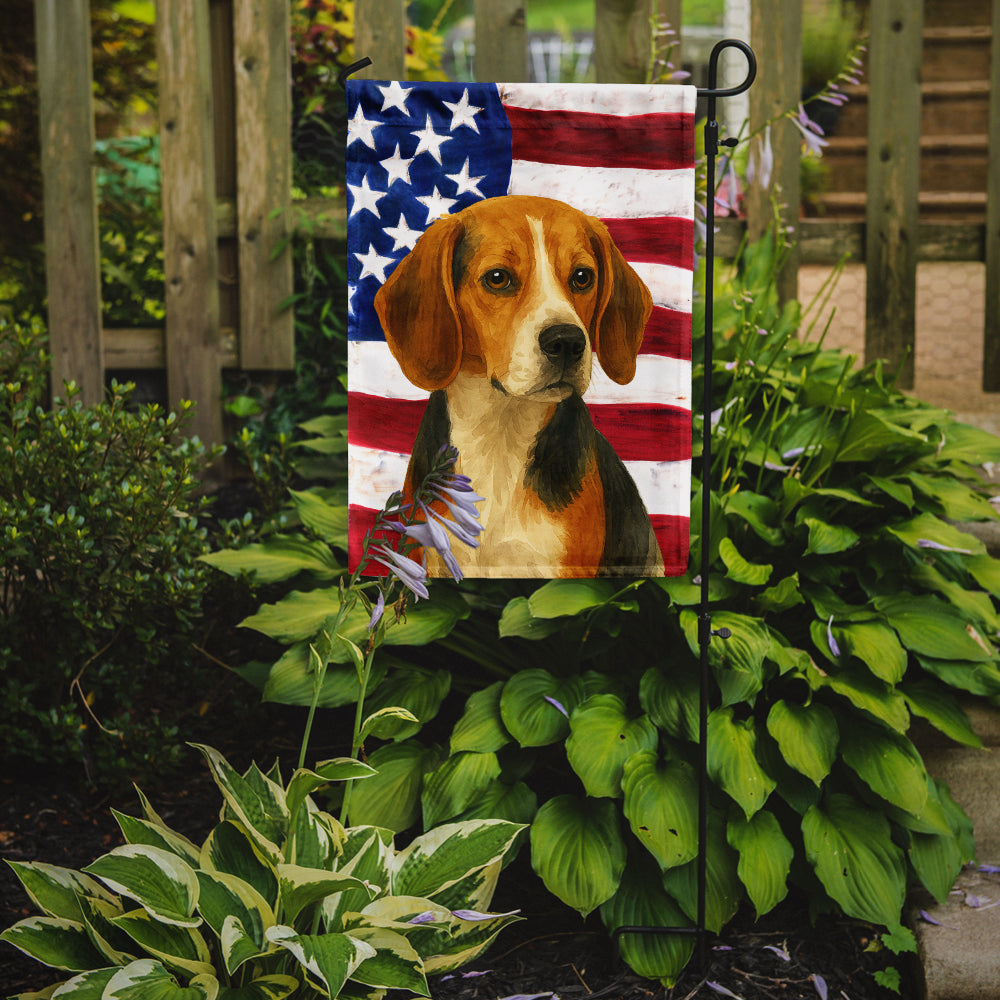 Tri-color Beagle American Flag Garden Flag