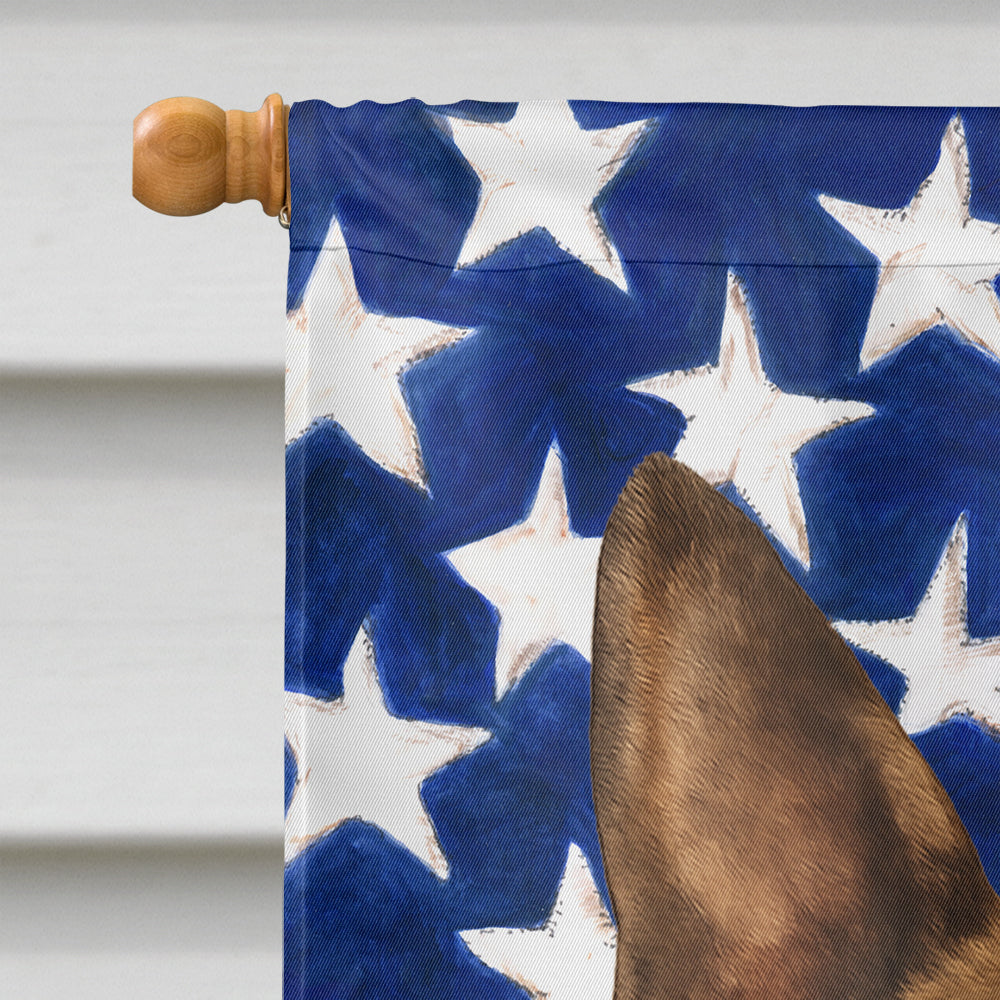 Brindle and White Boston Terrier American Flag House Flag