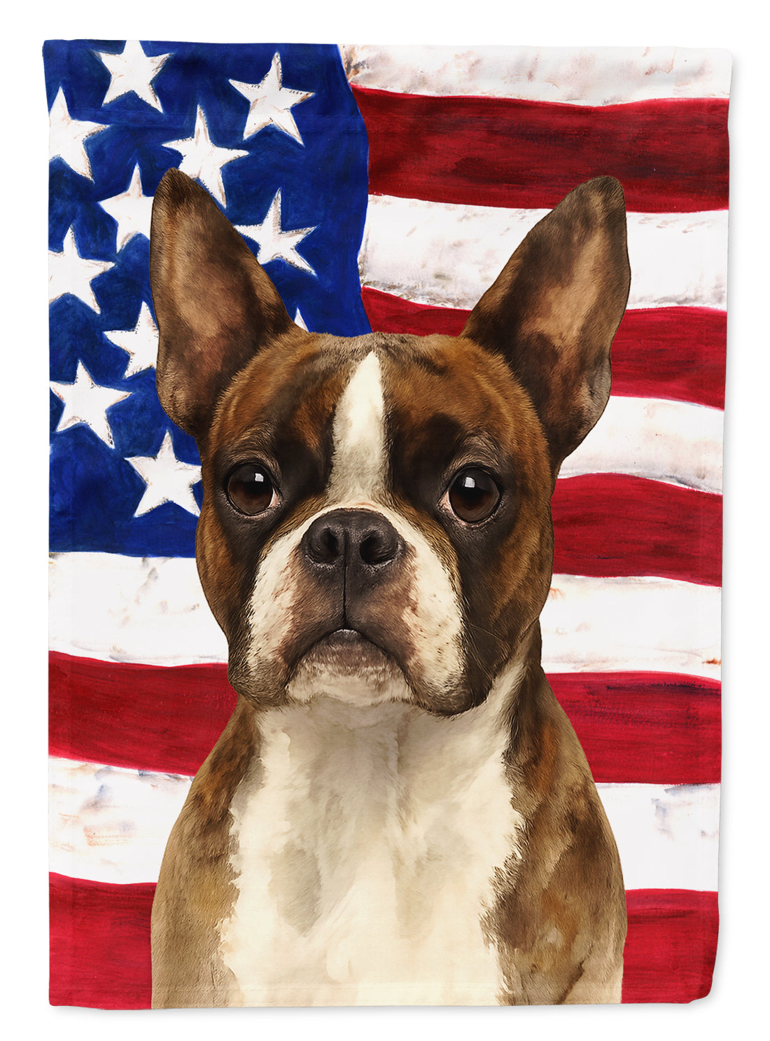 Buy this Brindle and White Boston Terrier American Flag Garden Flag