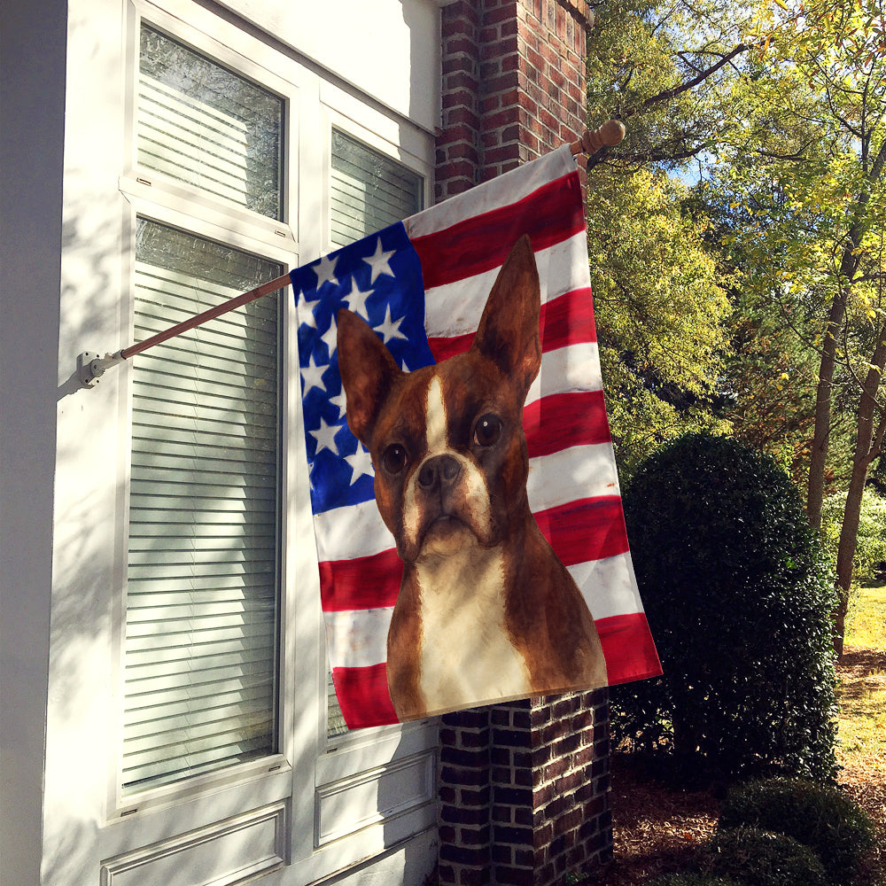 Seal and White Boston Terrier American Flag House Flag