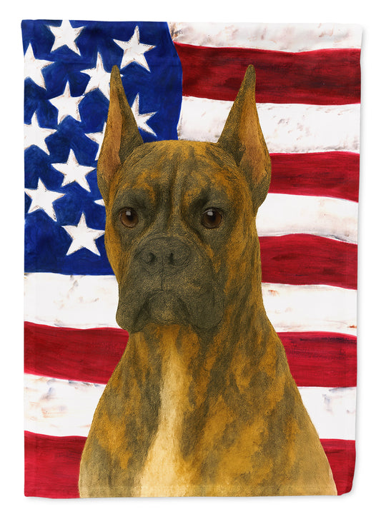 Buy this Brindle Cropped Boxer American Flag House Flag
