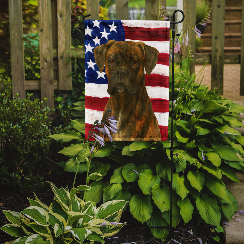 Brindle Boxer American Flag Garden Flag