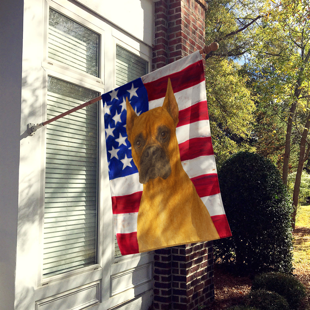 Fawn Cropped Boxer American Flag House Flag