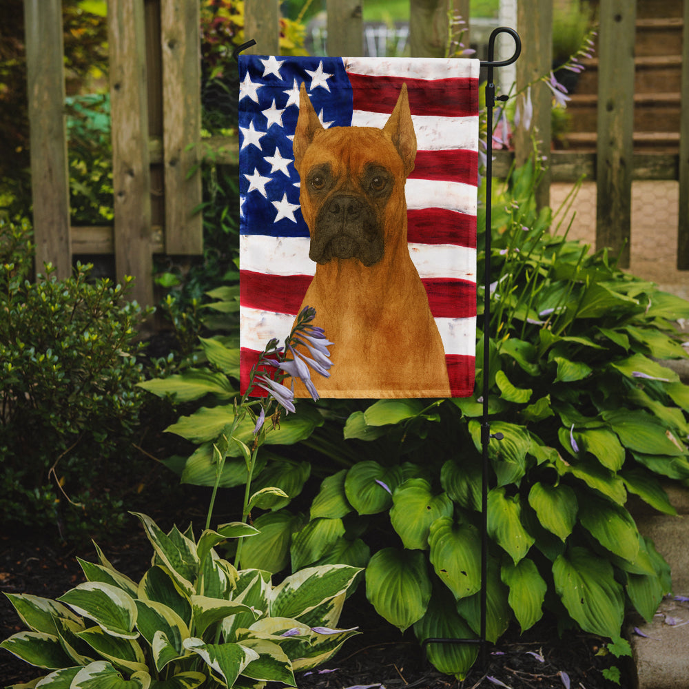 Fawn Cropped Boxer American Flag Garden Flag