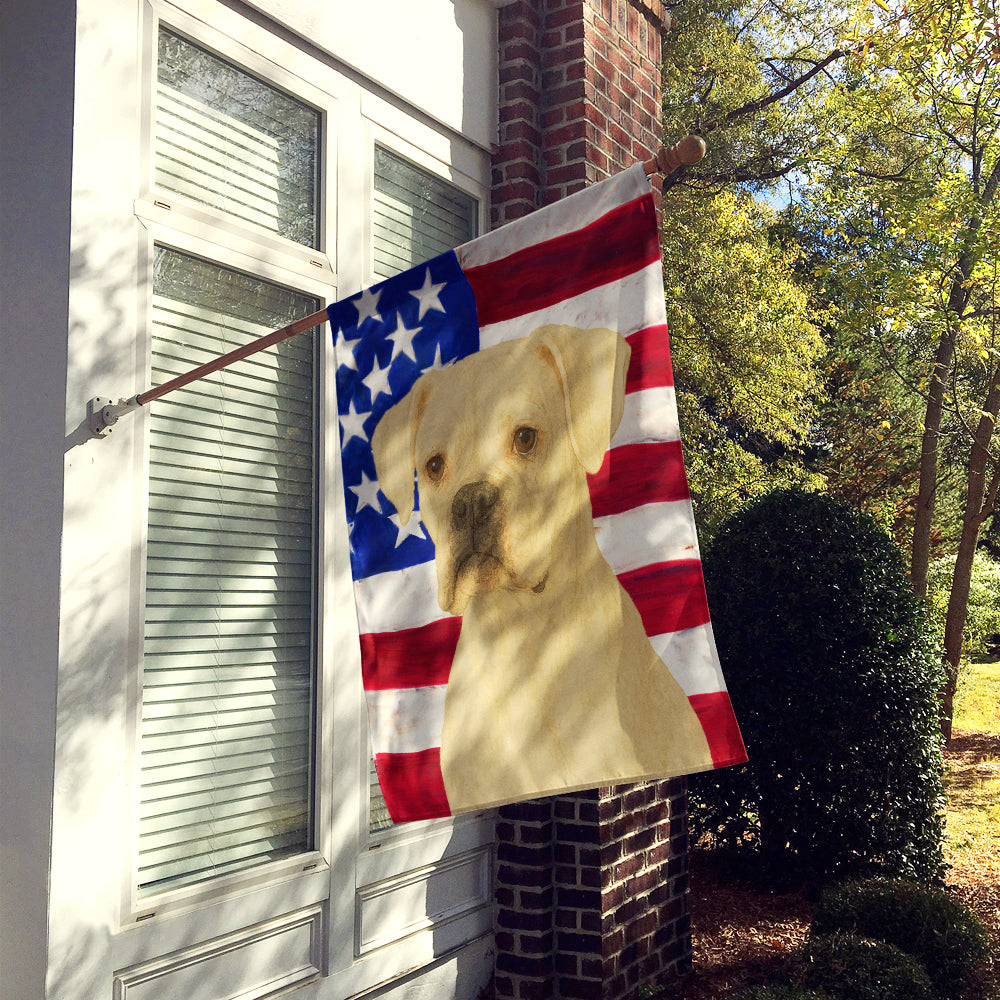 White Boxer American Flag House Flag