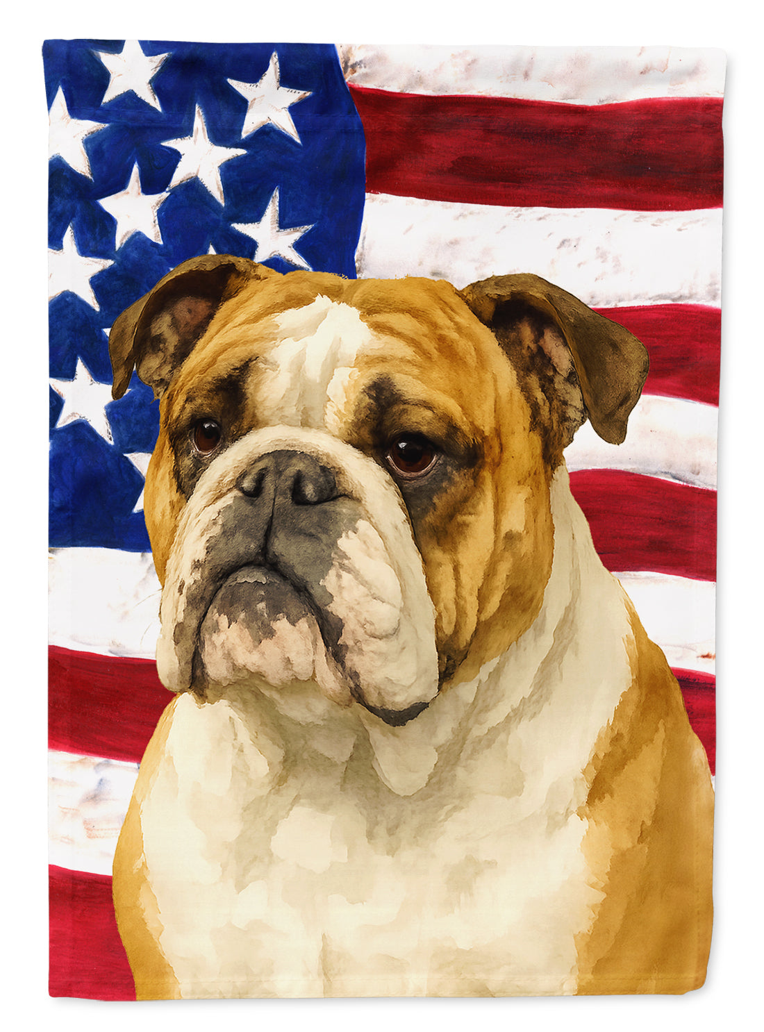 Buy this Brindle and White English Bulldog American Flag House Flag