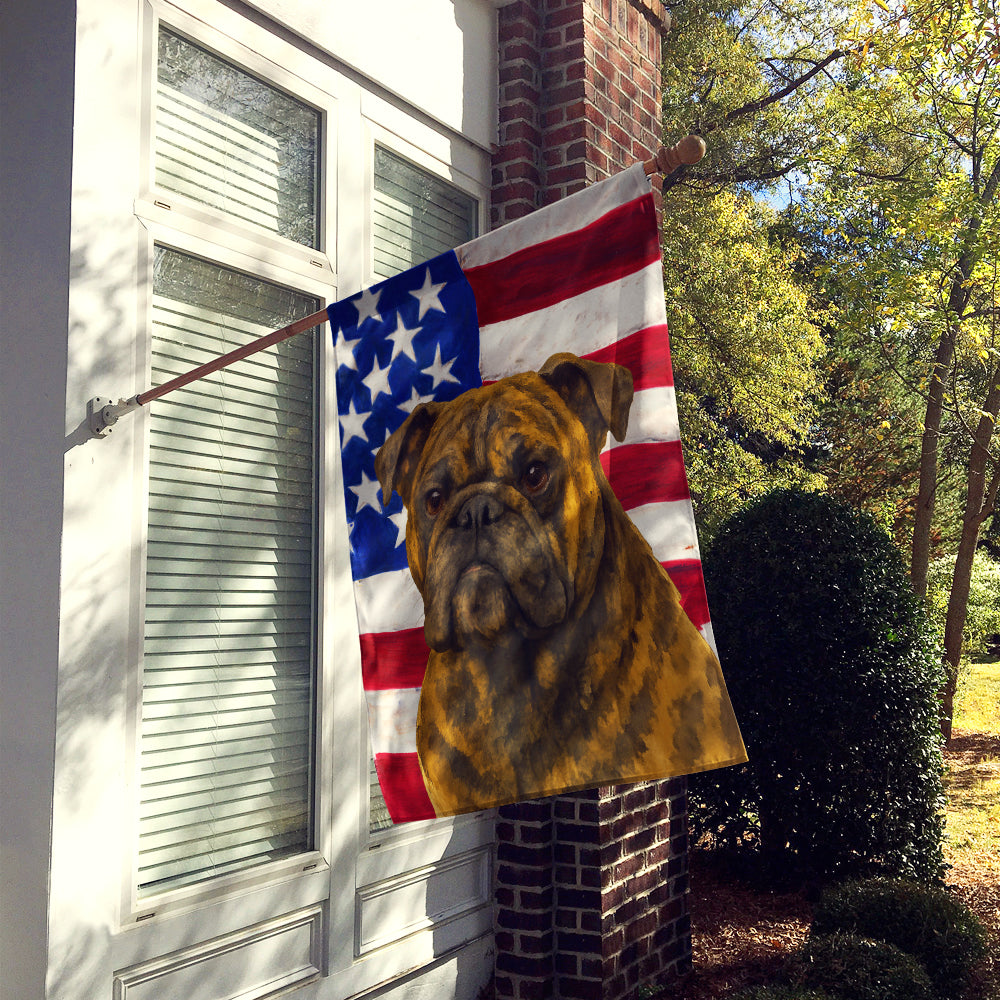 Brindle English Bulldog American Flag House Flag