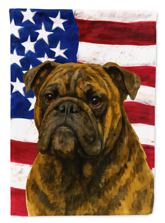 Buy this Brindle English Bulldog American Flag Garden Flag