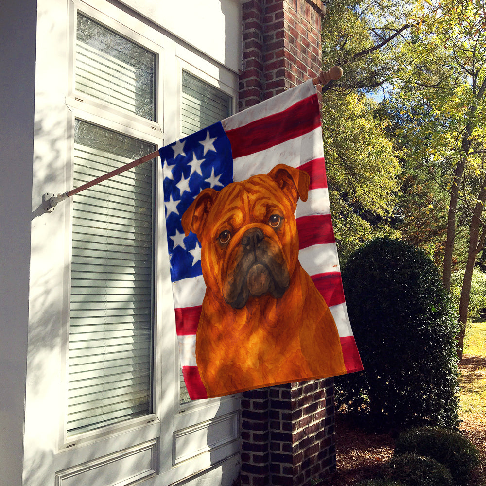 Red English Bulldog American Flag House Flag