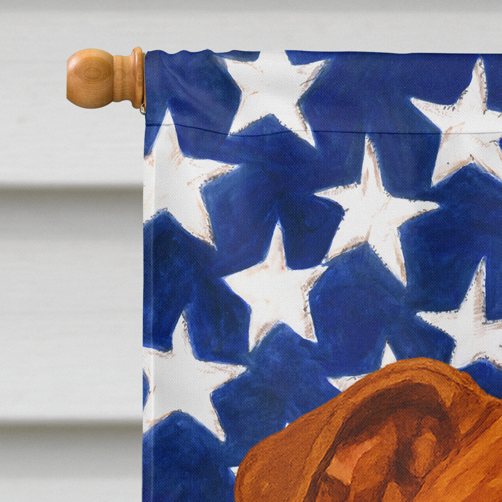 Red English Bulldog American Flag House Flag