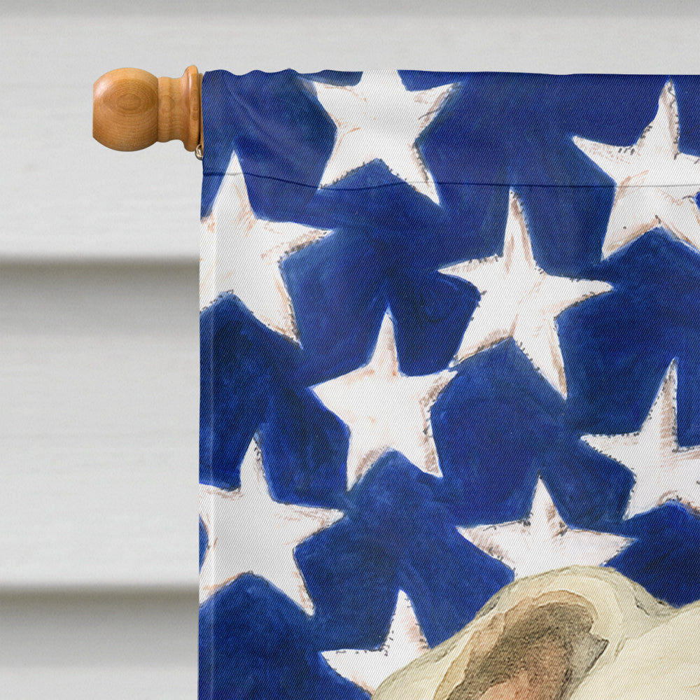 White English Bulldog American Flag House Flag