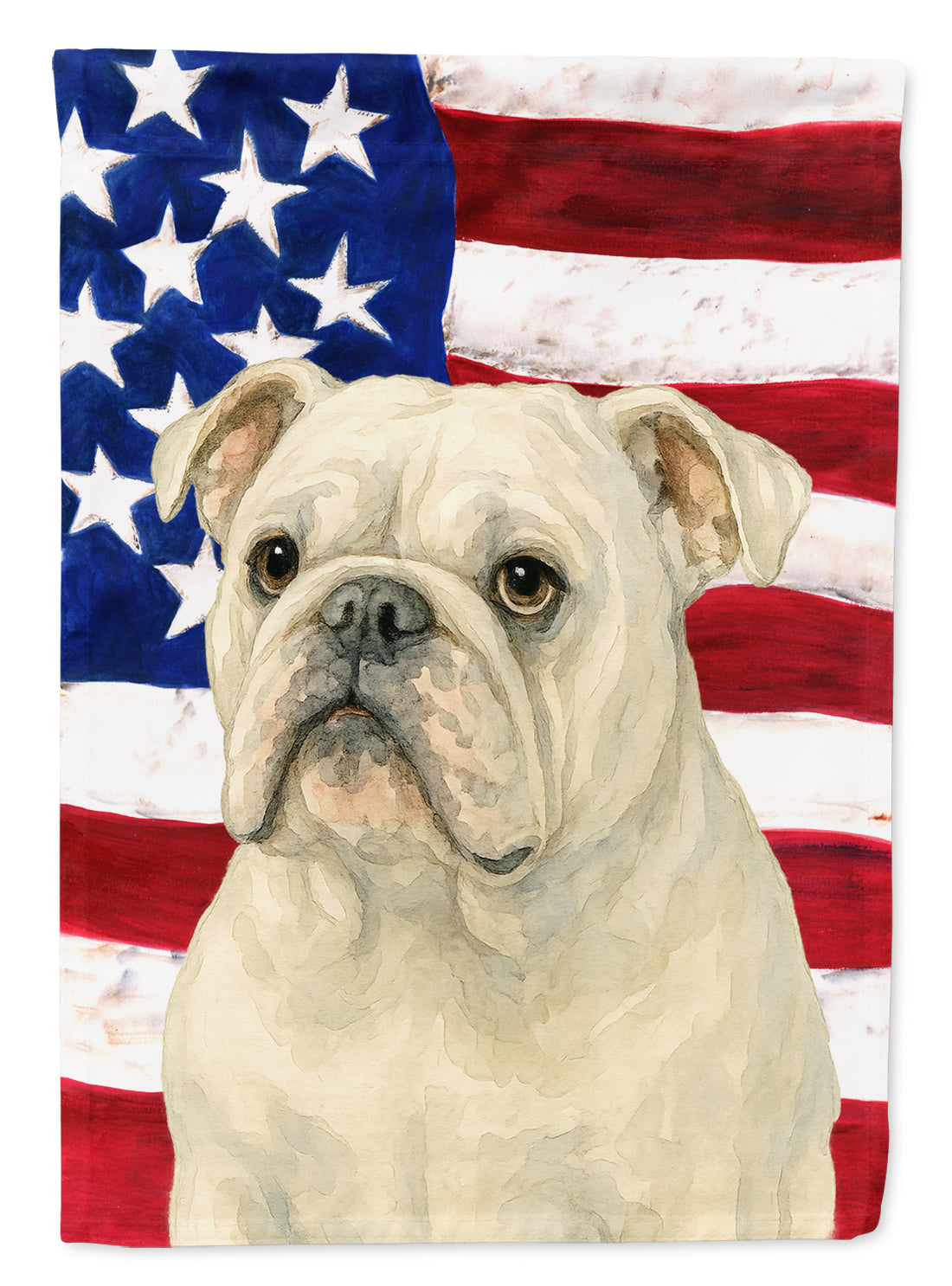 Buy this White English Bulldog American Flag Garden Flag