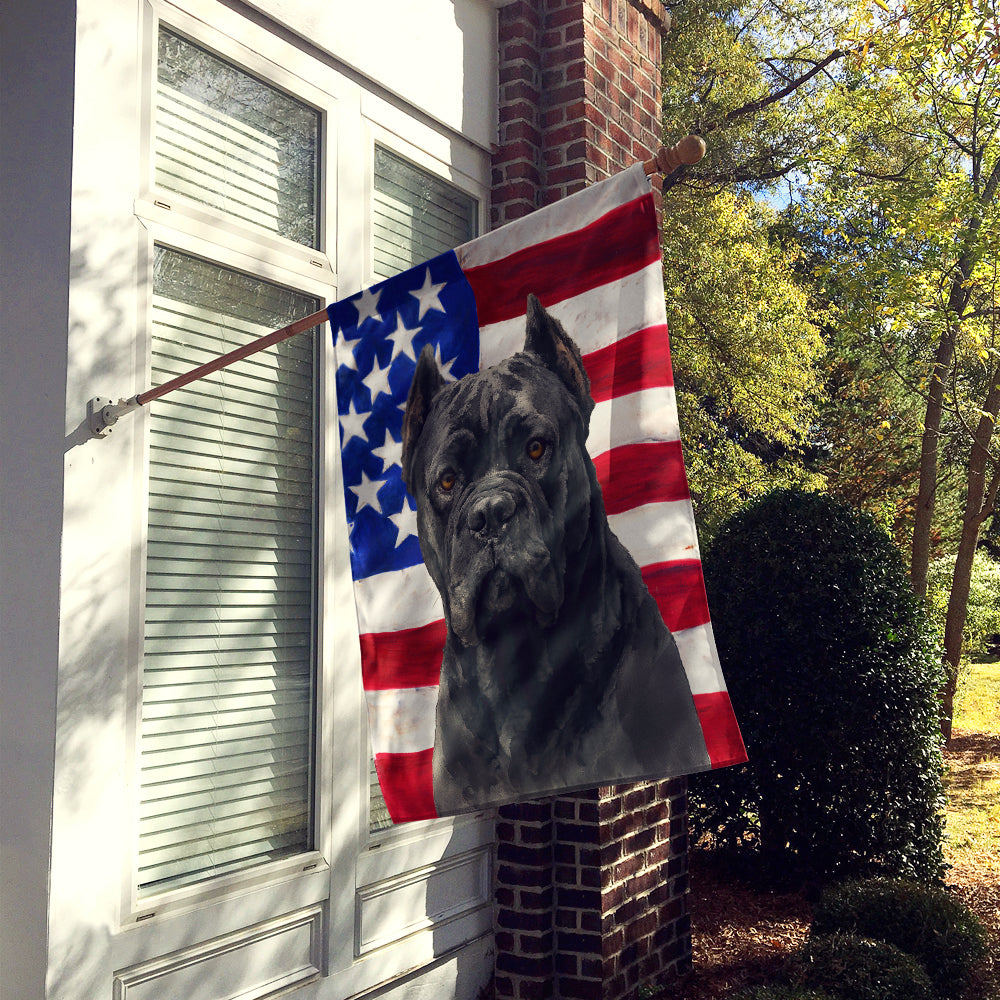 Black Cane Corso American Flag House Flag