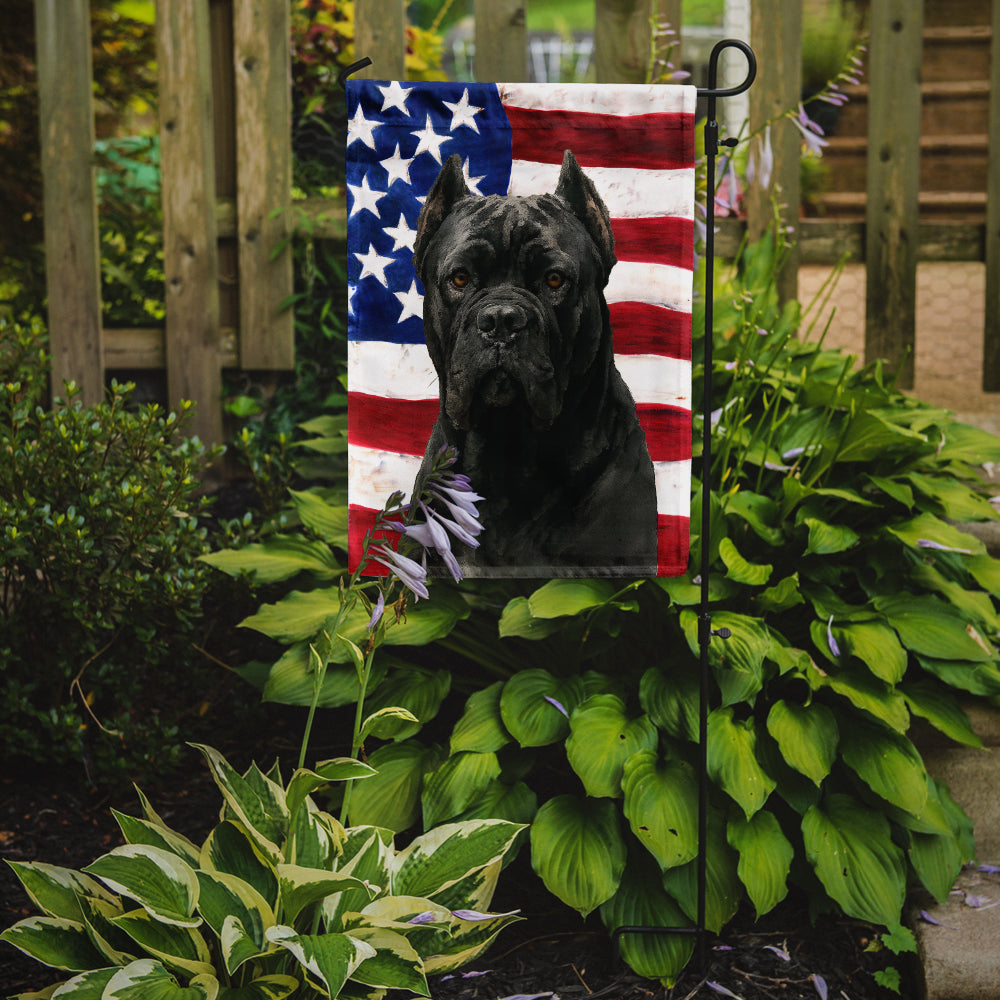 Black Cane Corso American Flag Garden Flag